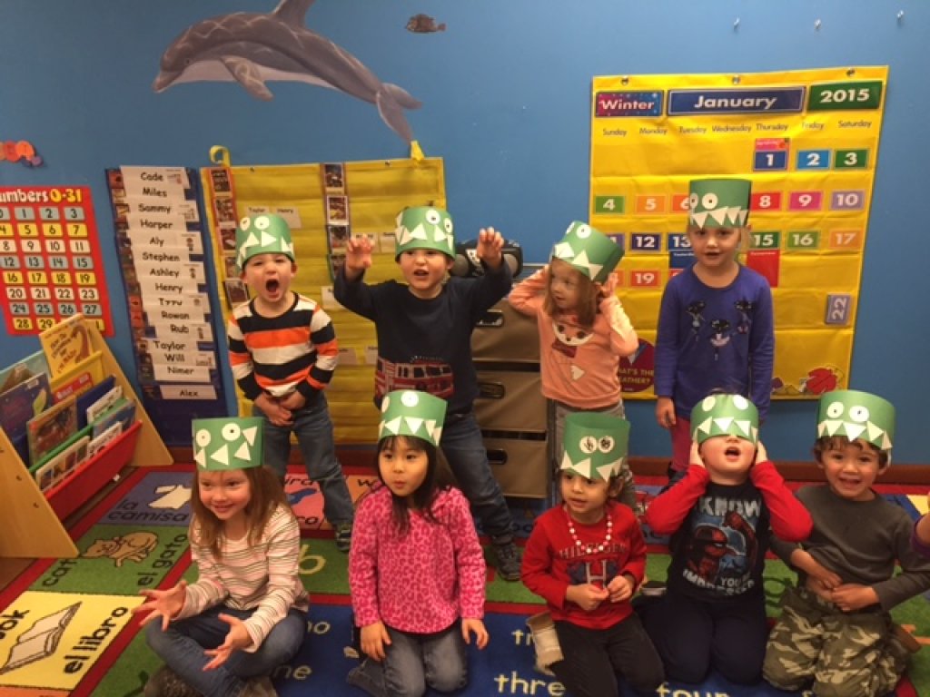The preschoolers made Dinosaur Hats! ROAR!