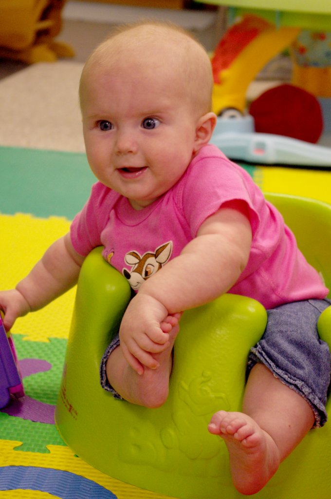 It's a good day for a sit in the green Bumbo chair!