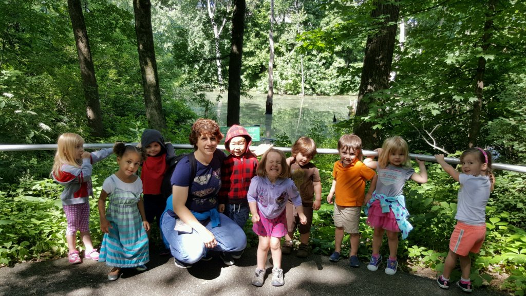 Posing in front of our favorite pond.